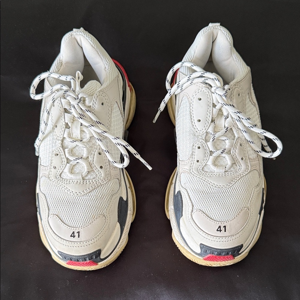 Balenciaga White and Red Sneakers